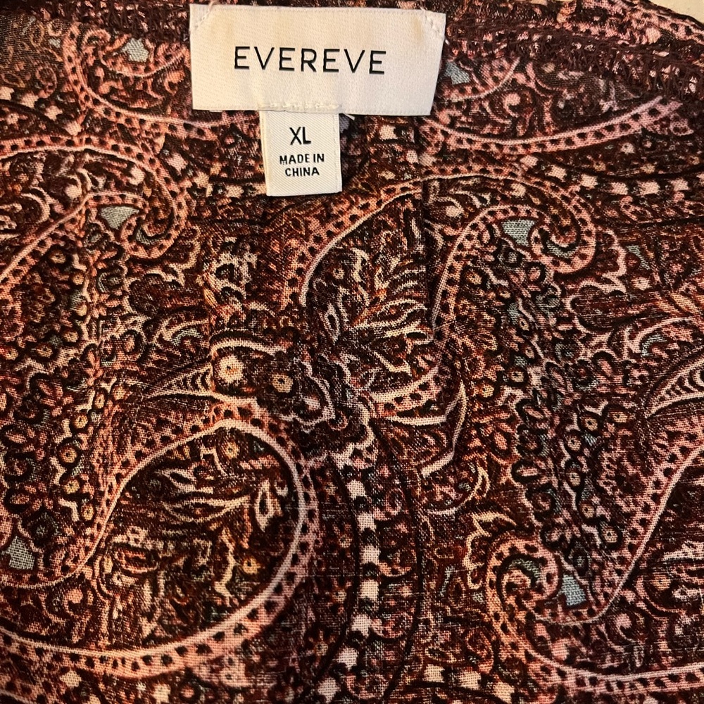 Evereve brand wrap blouse paisley warm colors size XL